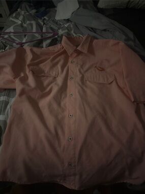 Men's Casual Button-Down Shirt in Light Coral